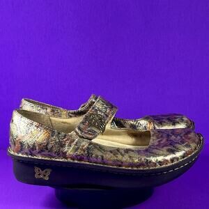 Alegria by PG Lite PAL-510 Metallic Gold Print Mary Jane Women's Shoe Size‎ 6.5